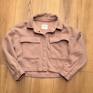 Women's Taupe Cropped Shacket Jacket